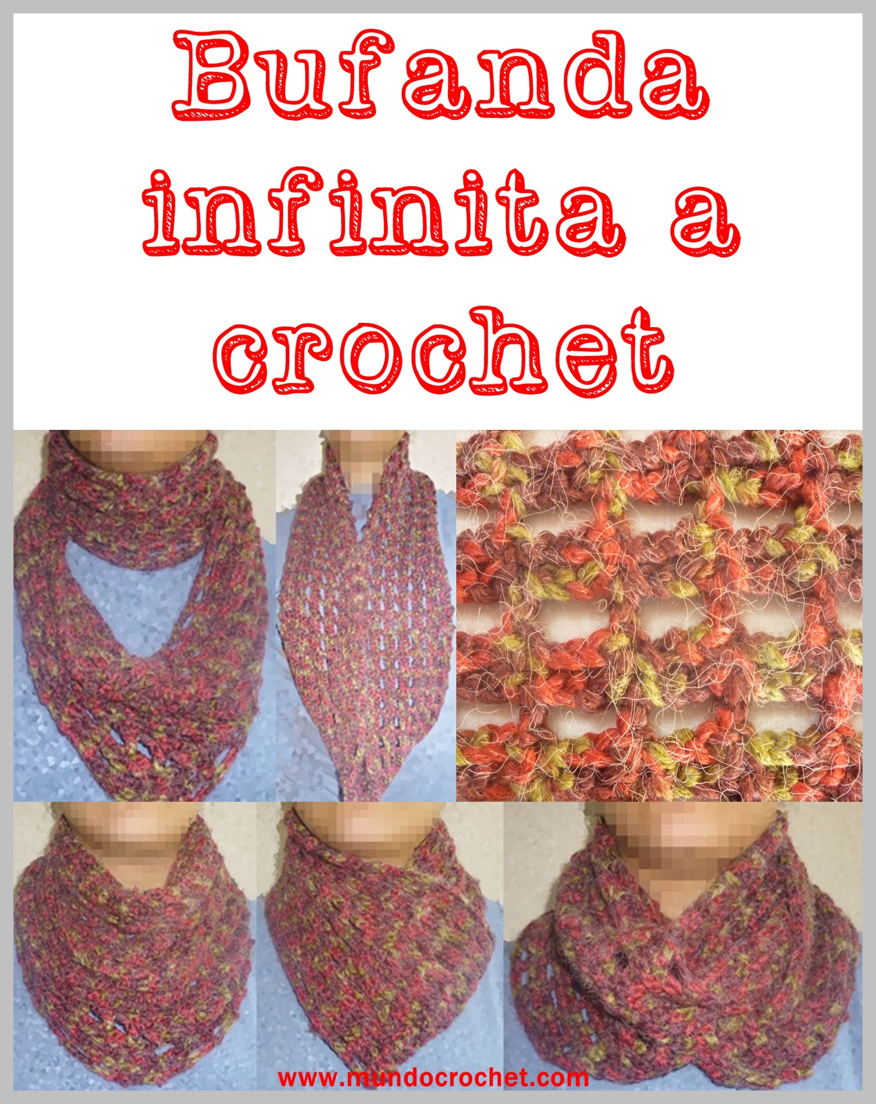 Girar en descubierto Línea de metal Dentro Bufanda infinita crochet/ganchillo